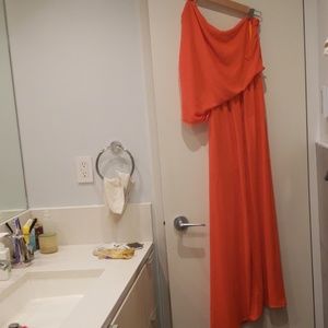 Bcbg maxi orange asymetric dress